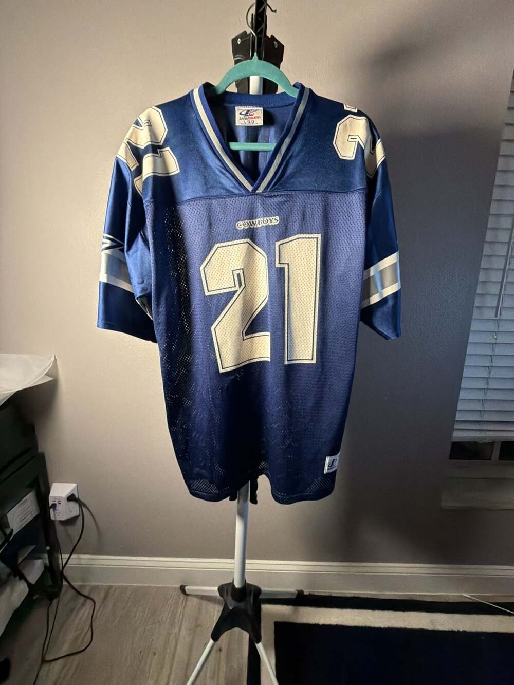 Logo Athletic Dallas Cowboys Deion Sanders 21 Jersey Size L Blue Vintage